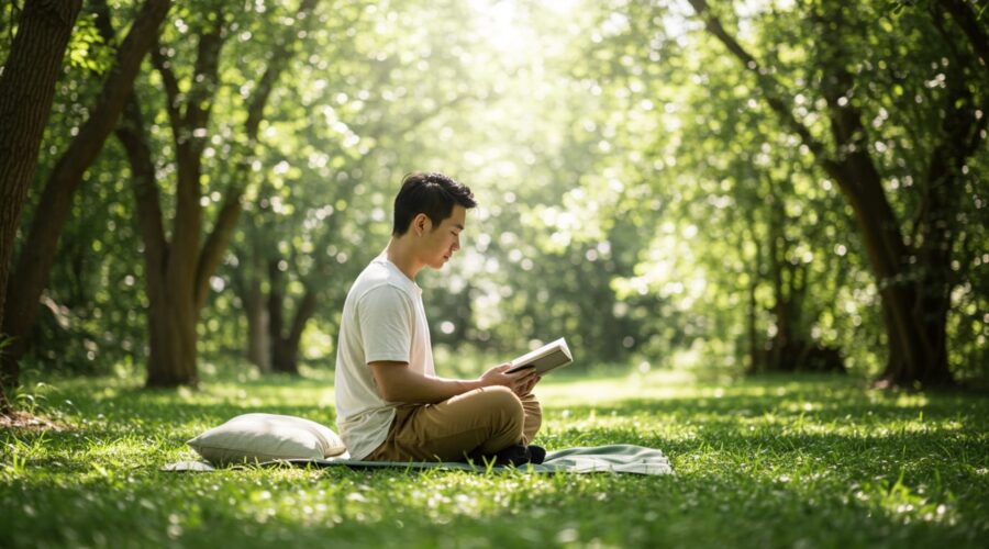reading meditation outdoors